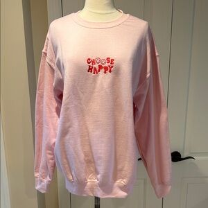 Gildan Pink 'Choose Happy' Women's Crew Neck Sweater